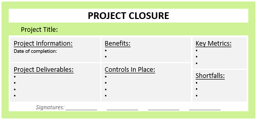 Example of a Project Closure Template