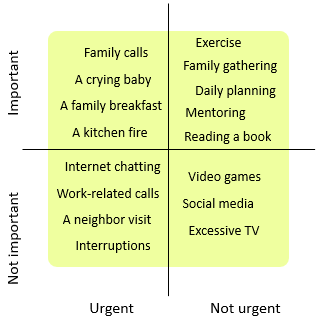 Importance Urgency Matrix — Four Field Matrix
