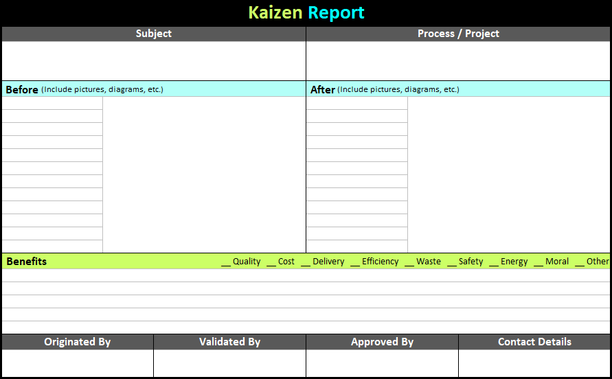Kaizen Report Template Continuous Improvement Toolkit